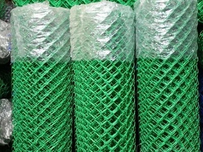 Сетка рабица ПВХ, зеленая 55х55х2,5, рулон 2х10 м